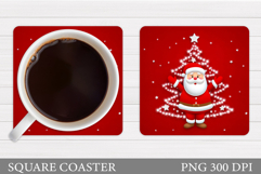 Cute Santa Coaster Sublimation. Santa Claus Coaster Design Product Image 1