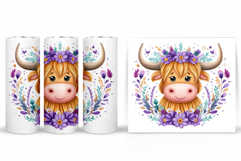 Cute Cow Tumbler Sublimation. Cow Flowers Tumbler Design Product Image 2