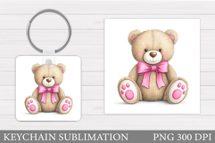 Cute Bear Keychain Design. Cute Bear Sublimation Product Image 1