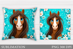 Cute Horse Pillow Design. Cute Horse Sublimation Product Image 1