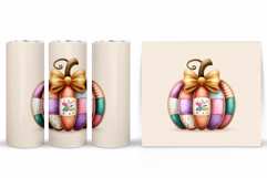 Patchwork Pumpkin Tumbler Design. Fall tumbler Sublimation Product Image 2