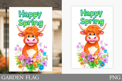 Spring Cow Garden Flag Design. Cute Cow Sublimation Product Image 1