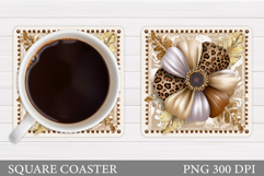 Floral Coaster Design. Flowers Coaster Sublimation Product Image 1
