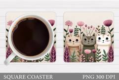 Cats Coaster Design. Cute Cats Sublimation Product Image 1