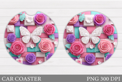 Butterfly Car Coaster Design. Butterfly Sublimation Product Image 1