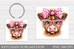 Cute Cow Keychain Design. Cute Cow Sublimation Product Image 1