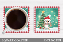 Christmas Owl Coaster Design. Christmas Coaster Sublimation Product Image 1