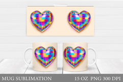 Heart Mug Sublimation. Valentines Mug Wrap Design Product Image 1