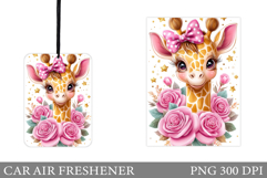 Cute Giraffe Car Air Freshener. Cute Giraffe Sublimation Product Image 1