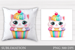 Cute Cat Pillow Design. Cute Cat Sublimation Product Image 1