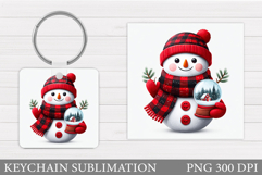 Cute Snowman Keychain Sublimation. Christmas Keychain Design Product Image 1