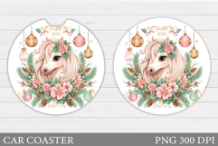 Christmas Horse Car Coaster. Christmas Car Coaster Design Product Image 1