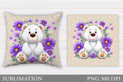 Cute Bear Pillow Sublimation. Cute Bear Sublimation Product Image 1
