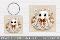 Halloween Keychain Sublimation. Ghost Keychain Design Product Image 1