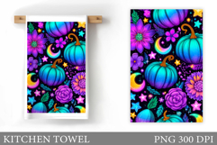 Pumpkin Kitchen Towel Design. Pumpkin Flowers Sublimation Product Image 1