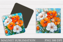 Flowers Magnet Sublimation. Floral Magnet Design Product Image 1
