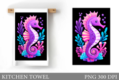 Seahorse Kitchen Towel Design. Sea Kitchen Towel Sublimation Product Image 1