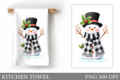 Snowman Kitchen Towel Design. Christmas Kitchen Towel Product Image 1