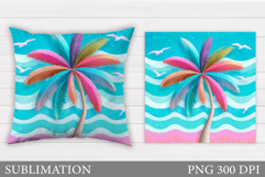 Palm Tree Pillow Sublimation. Summer Pillow Design Product Image 1