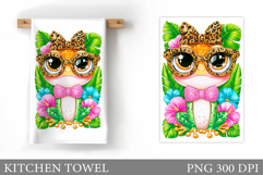 Frog Kitchen Towel Design. Cute Frog Sublimation Product Image 1