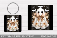 Halloween Ghost Keychain. Halloween Keychain Sublimation Product Image 1