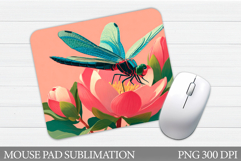 Dragonfly Mouse Pad. Flowers Mouse Pad Design Product Image 1