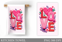 Love Kitchen Towel Sublimation. Valentines Kitchen Towel Product Image 1