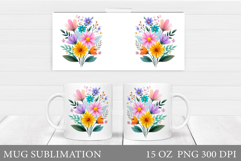 Flowers Mug Sublimation. Floral Mug Wrap Design Product Image 1