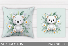 Cute Bear Pillow Sublimation. Cute Bear Sublimation Product Image 1