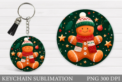 Cute Gingerbread Keychain. Christmas Keychain Sublimation Product Image 1