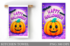Halloween Pumpkin Kitchen Towel. Halloween Sublimation Product Image 1