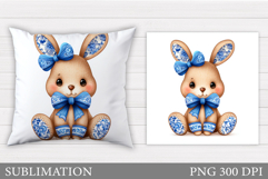 Cute Bunny Pillow Design. Cute Bunny Sublimation Product Image 1