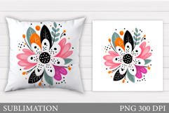Floral Pillow Sublimation. Flowers Sublimation Product Image 1