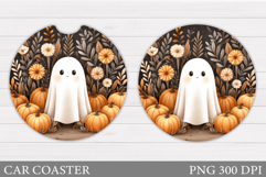 Halloween Ghost Car Coaster. Cute Halloween Car Coaster Product Image 1