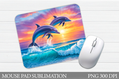 Dolphins Mouse Pad Design. Sea Mouse Pad Sublimation Product Image 1