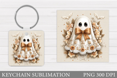 Cute Ghost Keychain Design. Cute Halloween Keychain Product Image 1