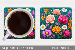 Roses Coaster Design. Flowers Coaster Sublimation Product Image 1
