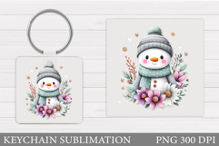 Christmas Snowman Keychain. Christmas Keychain Design Product Image 1