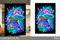 Sea Turtle Garden Flag Design. Sea Turtle Sublimation Product Image 1