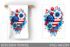 Patriotic Heart Kitchen Towel. Patriotic Kitchen Towel Product Image 1