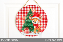 Christmas Deer Door Sign. Christmas Door Sign Sublimation Product Image 1