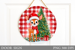 Christmas Deer Door Sign. Christmas Door Sign Sublimation Product Image 1
