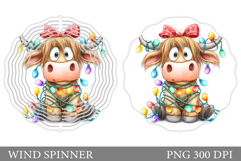 Christmas Cow Wind Spinner. Christmas Wind Spinner Design Product Image 1
