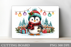 Cute Penguin Cutting Board. Christmas Cutting Board Design Product Image 1