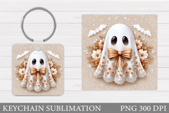 Cute Ghost Keychain Design. Cute Halloween Keychain Product Image 1