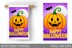 Halloween Pumpkin Kitchen Towel. Halloween Sublimation Product Image 1