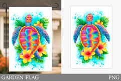 Sea Turtle Garden Flag Design. Sea Turtle Sublimation Product Image 1