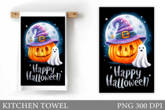 Halloween Pumpkin Kitchen Towel. Halloween Sublimation Product Image 1
