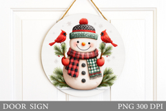 Christmas Snowman Door Sign. Christmas Door Sign Design Product Image 1