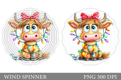 Christmas Cow Wind Spinner. Christmas Wind Spinner Design Product Image 1